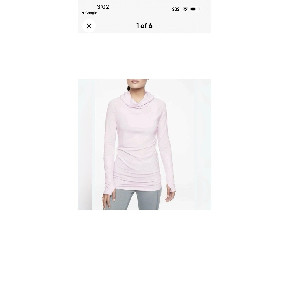 Athleta Essence Hooded Cowl Neck Tunic Top Pink XXS Long Sleeve Athletic Run - Picture 3 of 10
